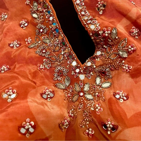 Kalki Elegant Orange Lehenga Set - Picture 5 of 10